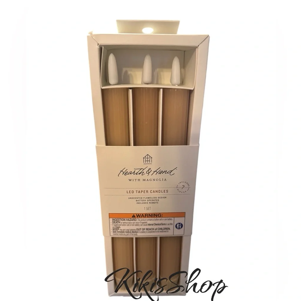 6pk Ribbed Flameless LED Taper Candles Honey - Hearth & Hand™ with Magnolia